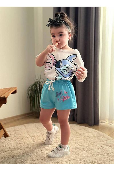 BOYBOY Girl's Stitch Printed Shorts Oversized Bottom Top Set