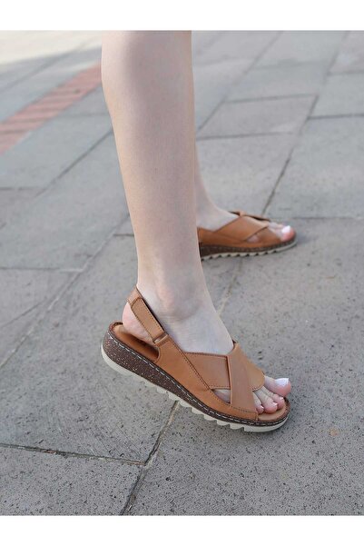 EREN SHOES BAG HOLDEN Hakiki Deri Cırt Bantlı Tırtıklı Taban Ortopedik Kadın ...