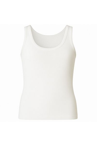 agm Girl's White 6 Pack Ribbed Wide Strap Satin Tank Top