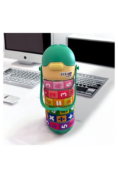 Orbitkid 430ml Insulated Kids Water Bottle – Green, Leak-proof With Straw & Strap