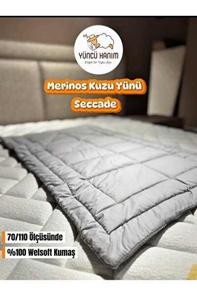 Yüncü Hanım 100% Wool Filled, Gray Colored Welsoft Surface 70 X 110 cm Size Prayer Rug