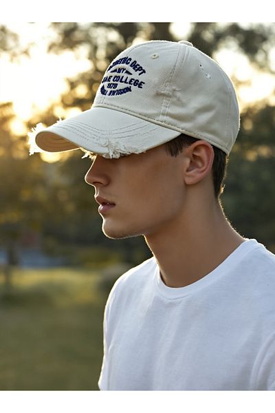 LAGRANZE Unisex Denim Sports Hat with Ripped Detail