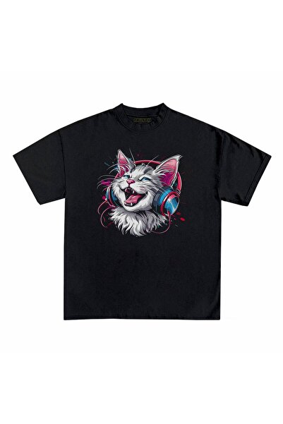 RawNox تي شيرت مطبوع للجنسين من Loose Fit Cat v4