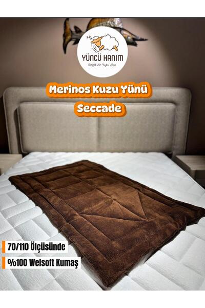 Yüncü Hanım %100 Yün Dolgulu, Kahve Renkli Welsoft Yüzey 70 X 110 Cm Ebat Seccade