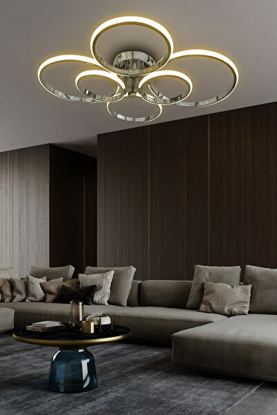 RSCOLLECTIONS Negro 6'Lı Plafonyer Led Avize Kumandasız Krom