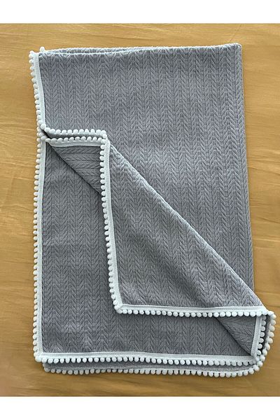 Zeren Home Cotton Knitted Pattern Pompom Detailed Baby Pique 80X115Cm