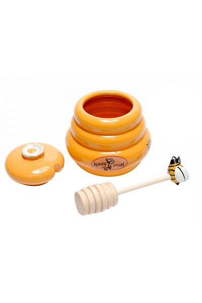 Decorer Ceramic Honey Jar Orange Ø 9 cm x 8 H