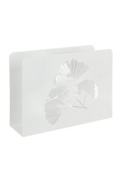 Bizzotto Magazine Rack White Metal Ginkgo 35 cm x 10 cm x 26 h