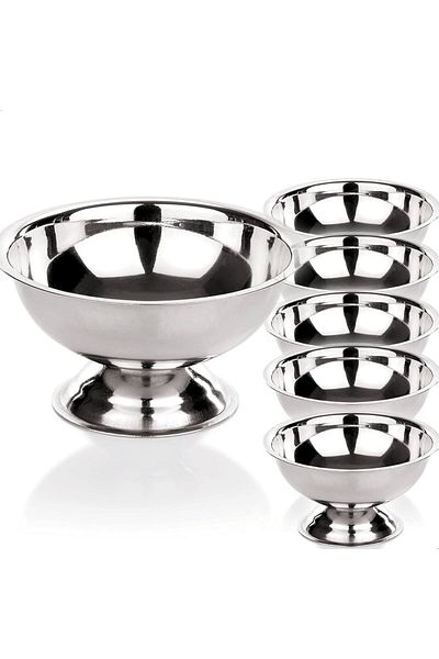sui home 6' 11 cm Large Size Steel Round Ice Cream Presentation Bowl