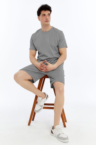 OXVİN 2-Piece Men's T-Shirt - Shorts Set Regular Modal Blend (Shorts - T-Shirt)