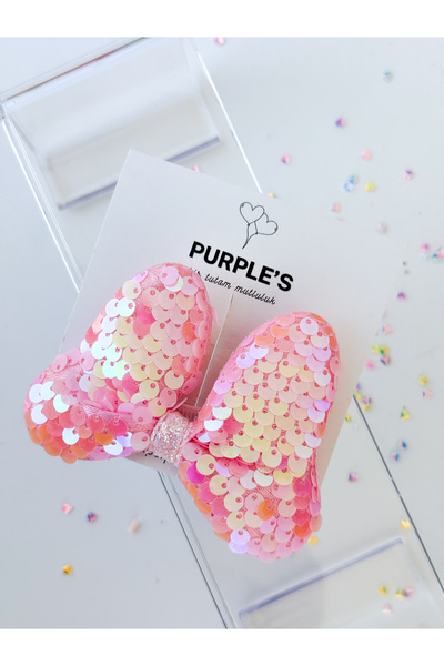 PURPLE'S BİR TUTAM MUTLULUK Sequin Bow Baby Kids Clamp Buckle Pieces