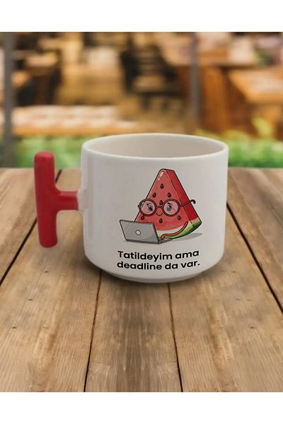 AYSAN ETİKET Aysan Label Mug Cup Color t Red Porcelain with Handle