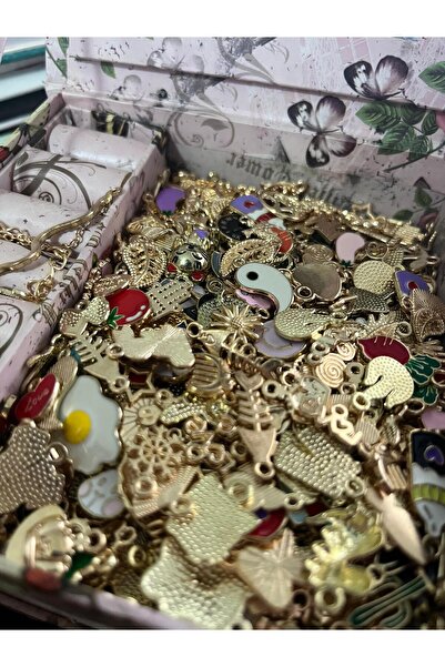 Antin Kuntin 20 Adet Karışık Renkli Desenli Kolye Ucu Hediyelik