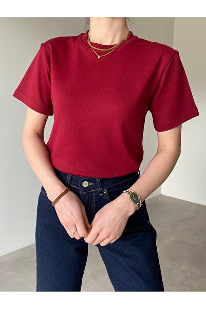 Bade Butik Бордовий велосипедний комір Basic Mia футболка