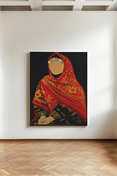 Kanvaspera Yöresel Al Yazmalı Kız - Kanvas Tablo