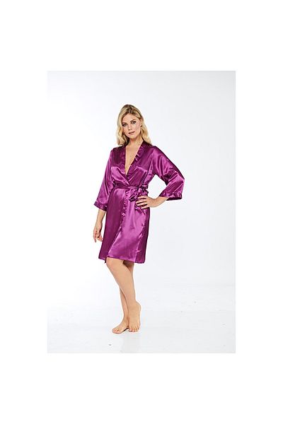 Narnuga Purple Silk Satin Dressing Gown - 14003