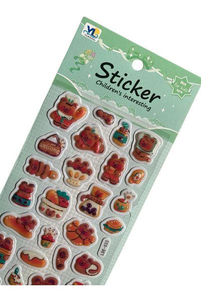 Pembe Pasaj Teddy Bear Sticker – Embossed 3D Sticker Label – Notebook Laptop Agenda Bullet Journal Sticker