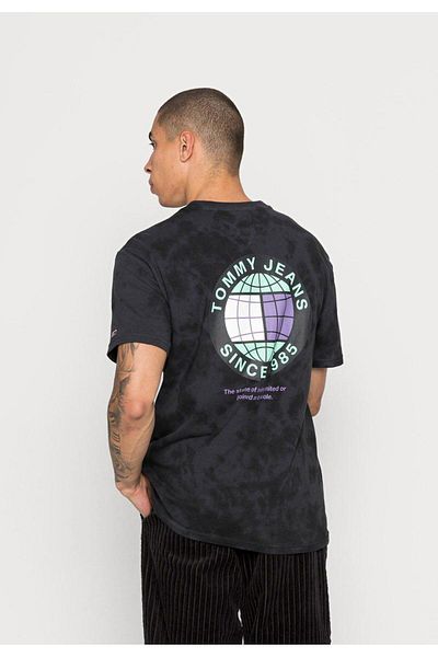 Tommy Jeans UNITEE GLOBE TIE DYE TEE UNISEX - Print T-shirt - black multi