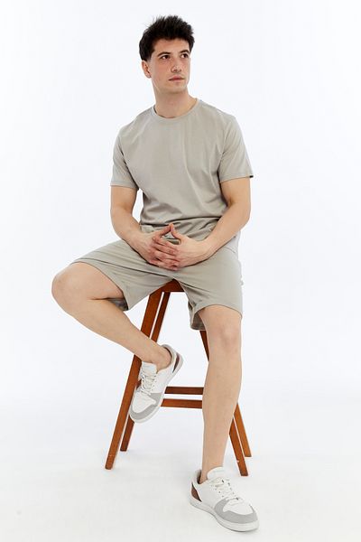 OXVİN 2-Piece Men's T-Shirt - Shorts Set Regular Modal Blend (Shorts - T-Shirt)