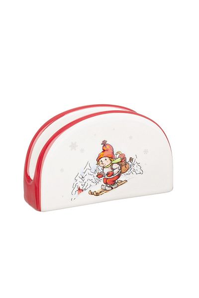 Bizzotto Suport ceramic servetele Craciun alb rosu 12x4x9h