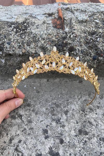 Hobigram Clara Gold Bridal Henna Crown Special Occasion Accessory Women's Crown Hair Accessory – Bridal Accessory, Stylish Design