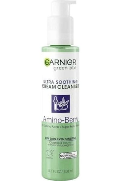 Garnier Green Labs Amino-Berry Soft Gentle Facial Cream Cleanser Hydrates and Soothes Skin