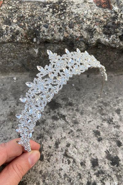 Hobigram Clara Silver Bridal Henna Crown Special Occasion Accessory Women's Crown Hair Accessory – Bridal Accessory, Stylish Design