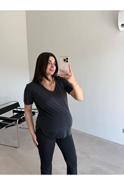 Bade Butik Μπλουζάκι ανθρακί με λαιμόκοψη σε σχήμα V