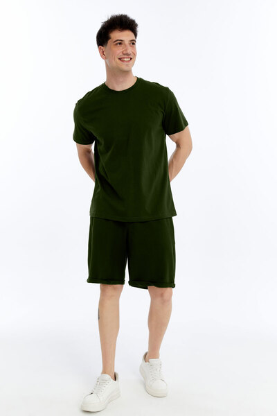 OXVİN 2-Piece Men's T-Shirt - Shorts Set Regular Modal Blend (Shorts - T-Shirt)