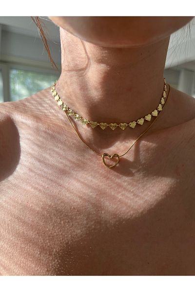 Hoop jewelery Steel chain heart necklace