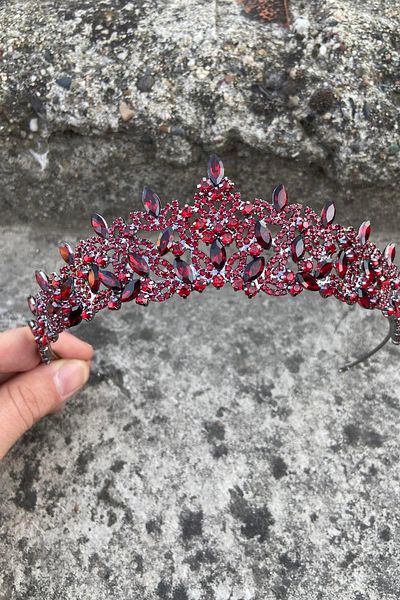 Hobigram Clara Burgundy Bridal Henna Crown Special Occasion Accessory Women's Crown Hair Accessory – Bridal Accessory, Stylish Design