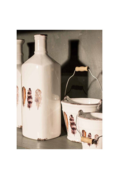 Bizzotto Διακοσμητική κεραμική γλάστρα, λευκή/καφέ, Ø 10 cm x 10 cm ύψος