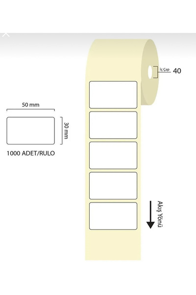 Genel Markalar AySan Etiket Boş Yapışkanlı Kuşe Etiket 50mm X 30mm