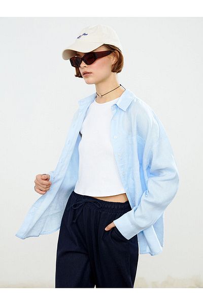 LC Waikiki Cămașă oversize de in pentru femei