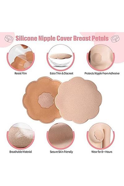 Glamroot Women's Reusable Silicone Sticker Cover Pasties Flower Shape - Stick-on Breast Petal