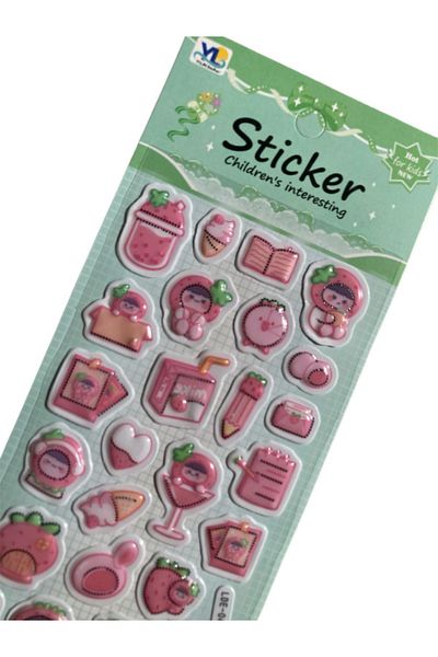 Pembe Pasaj Pink Kawaii Sticker Set - Embossed 3D Sticker Label - Notebook Laptop Agenda Journal Sticker