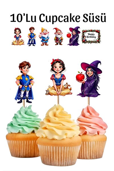 telaşe memuru زينة أعواد الأسنان على شكل كب كيك سنو وايت - زينة عيد ميلاد سنو...