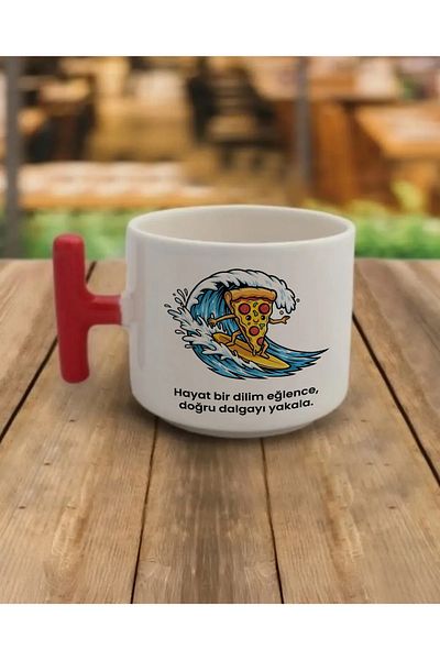 AYSAN ETİKET Aysan Label Mug Cup Color t Red Porcelain with Handle