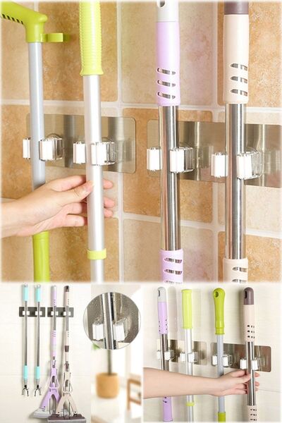 etteminönütoptanticaret 4'lü Mop Paspas Duvara Asma Aparatı Sabitleyici Prati...