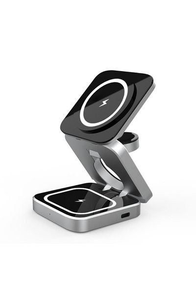 eRDX Încărcător wireless eRDX® 3 în 1 – 15W, pliabil, compatibil Apple / Android