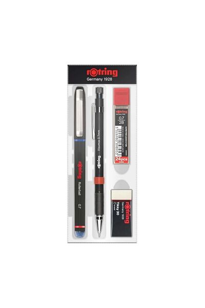 Rotring Office Set, Blue, 0.7 Roller and Versatile Pen, Eraser, Tip Gift