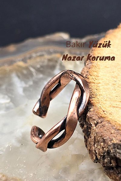 NBS Beautiful Naturel Stones Pure Copper Ring 100% – Adjustable Size – Handcrafted - for Men and Women