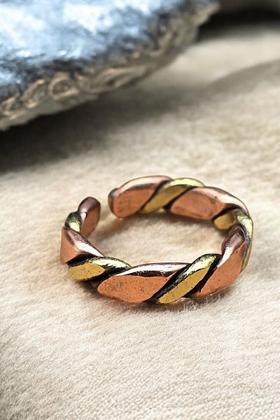 NBS Beautiful Naturel Stones Pure Copper Ring 100% – Adjustable Size – Handcrafted - for Men and Women