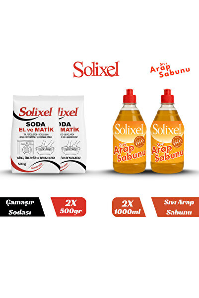 SOLİXEL Kıvamlı Arap Sabunu 2 Adet 1 L Çamaşır Sodası Kireç Önleyici & Beyazl...
