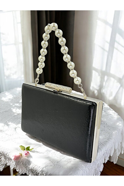 Biçanta Model nou Culoare neagră Model strălucitor Curea cu lanț Mâner perlat...