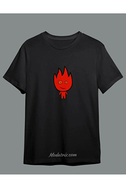 UNIQUE DESIGN Dear Kombini 2 Pack Oversize κοντομάνικο μπλουζάκι με στάμπα με πυρκαγιά και νερό