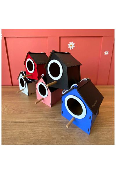 WoodenZoo Wooden Decorative Bird House Nest, Nest, Balcony, Garden Accessory Set of 5
