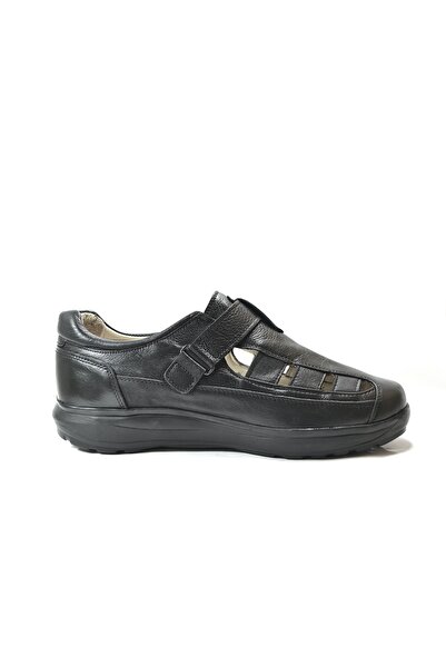 Dr.Comfort Dr. Comfort 7100 Siyah Hakiki Deri Cırtlı Ortopedik Erkek Şeker Ayakkabı