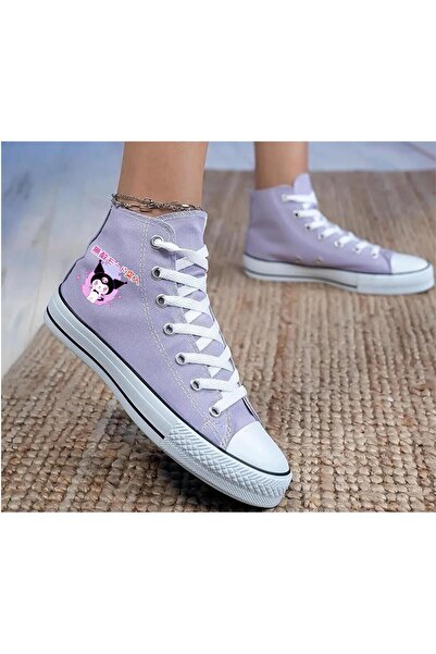 Ymn ayakkabı Chinese Kuromi Printed, Lilac High Top Sneakers, Kids Sneaker