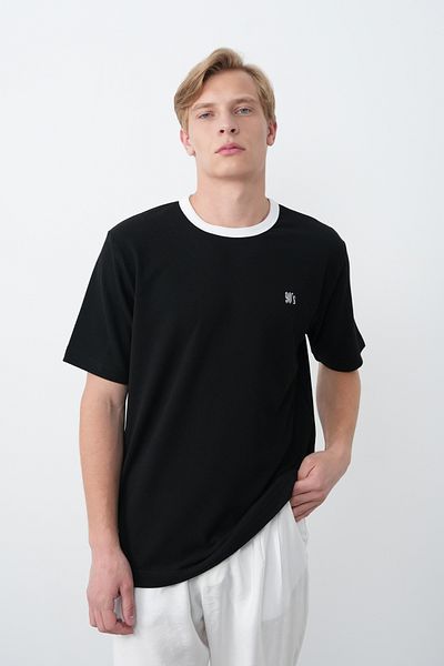 İLKCET MODA Ανδρικό μπλουζάκι με κέντημα Crew Neck Oversize της δεκαετίας του '90